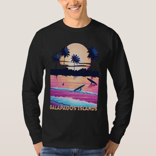 Retro Galapagos Islands Ecuador Souvenir Surf T-shirt (Voorkant)