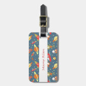 Retro Galaxy Buitenspatie raketten & astronauten Bagagelabel (Voorkant verticaal)