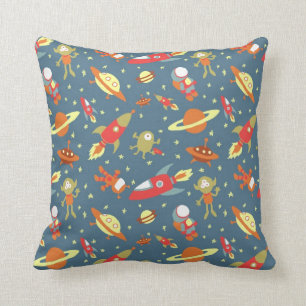 Retro Galaxy Buitenspatie raketten & astronauten Kussen