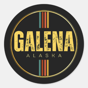 Retro Galena City Alaska State 70s Groovy Ronde Sticker