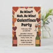 Retro Galentine Be Wijn Grappig Feest Persoonlijk Kaart (Staand voorkant)