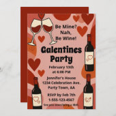 Retro Galentine Be Wine Fun Party Personalized Kaart (Voorkant / Achterkant)