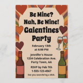Retro Galentine Be Wine Funny Party Personalized Kaart (Voorkant)