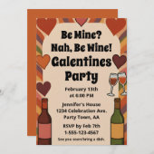 Retro Galentine Be Wine Funny Party Personalized Kaart (Voorkant / Achterkant)