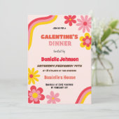Retro Galentines Dag Uitnodiging, Galentines diner Feestdagenkaart (Staand voorkant)