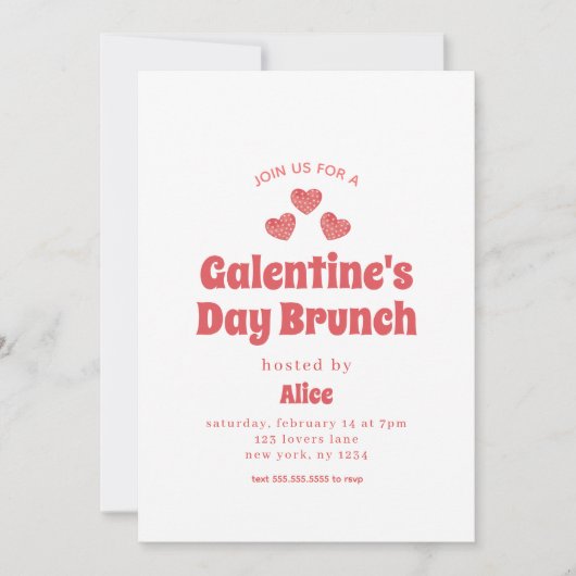 Retro Galentine's Day Brunch Valentijnsdag Kaart (Voorkant)