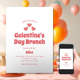Retro Galentine's Day Brunch Valentijnsdag Kaart