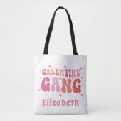 Retro "Galentine's Gang" Aangepaste Naam Canvas ta Tote Bag (Voorkant)