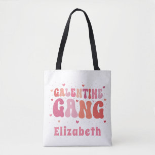Retro "Galentine's Gang" Aangepaste Naam Canvas ta Tote Bag