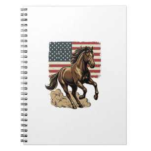Retro Galopperend Paard Amerikaanse Vlag Shirt Ont Notitieboek