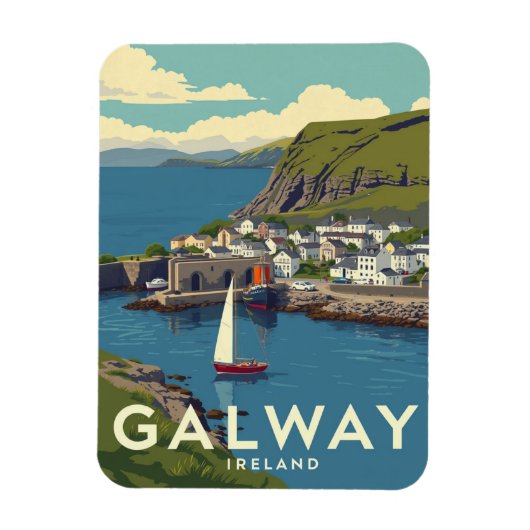 Retro Galway Ierland Reizen Souvenir Magneet (Verticaal)