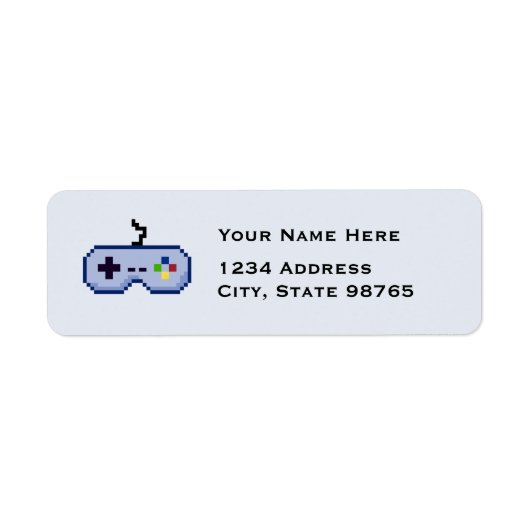 Retro Game Controller Retourneren Blauwe Adresetik Etiket (Voorkant)