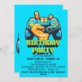 Retro Game Controller Verjaardagsfeestuitnodiginge Kaart (Voorkant / Achterkant)