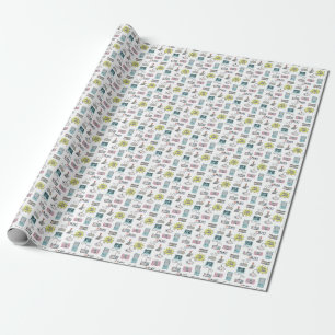 Retro Game Controllers: kleurrijk naadloos patroon Cadeaupapier