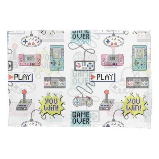 Retro Game Controllers: kleurrijk naadloos patroon Kussensloop (Voorkant)