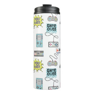 Retro Game Controllers: kleurrijk naadloos patroon Thermosbeker