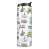 Retro Game Controllers: kleurrijk naadloos patroon Thermosbeker (Gedraaid links)