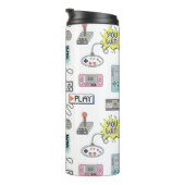 Retro Game Controllers: kleurrijk naadloos patroon Thermosbeker (Geroteerd rechts)