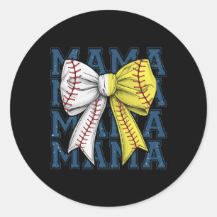 Retro Game Dag Softbal Baseball Mama Sports Team Ronde Sticker