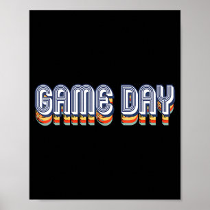 Retro Game Day Retro Voetbal Volleybal Voetbal Poster