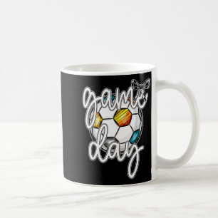 Retro Game Day Voetbal Coquette Boog Vrouwen Meisj Koffiemok