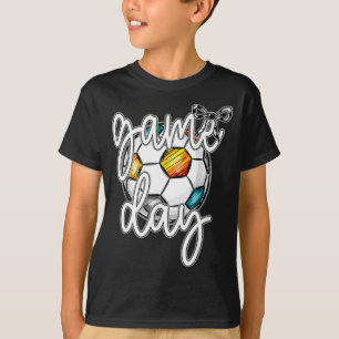 Retro Game Day Voetbal Coquette Boog Vrouwen Meisj T-shirt