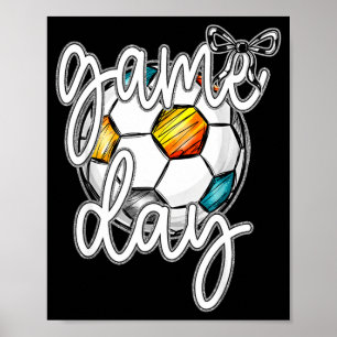 Retro Game Day Voetbal Coquette Strik Women Meisje Poster