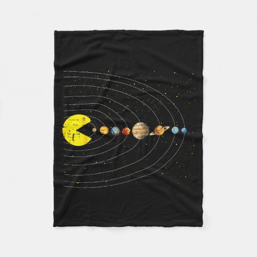 Retro Game Eating Planets Space Galaxy Gaming Boys Fleece Deken (Voorkant)