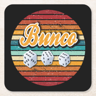 Retro Game Night Dice Bunco Kartonnen Onderzetters