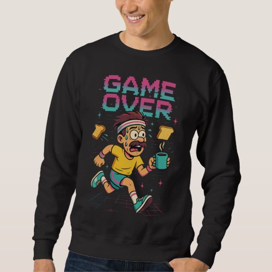 Retro “Game Over” Coffee Rush – Grappig Rennend Ka Trui (Voorkant)