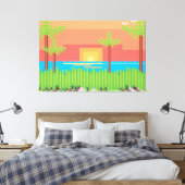 Retro Game - Tropische Zonsondergang Canvas Afdruk (Insitu (Slaapkamer))