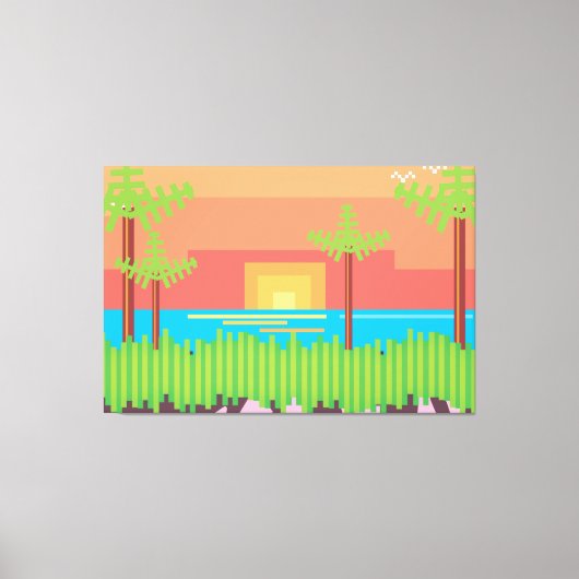 Retro Game - Tropische Zonsondergang Canvas Afdruk (Voorkant)