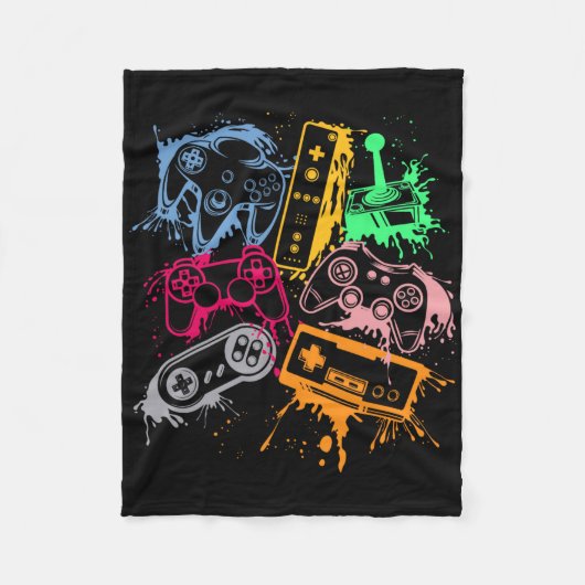 Retro gameconsole controllers 80's 90's Arc Fleece Deken (Voorkant)