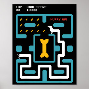 Retro Gameconsole Videogame Hond Jaren 80 Arcade  Poster