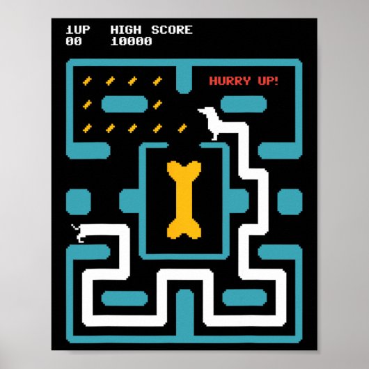 Retro Gameconsole Videogame Hond Jaren 80 Arcade Poster (Voorkant)