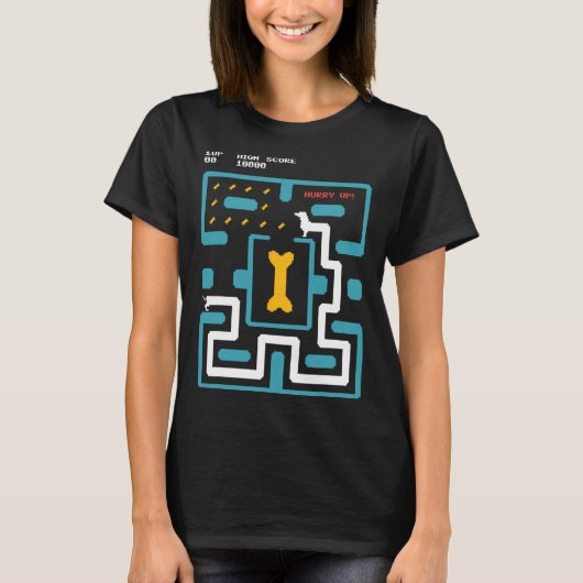 Retro Gameconsole Videogame Hond Jaren 80 Arcade T-shirt (Voorkant)