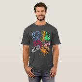 Retro gameconsolecontrollers 80s 90s Arcad T-shirt (Voorkant volledig)