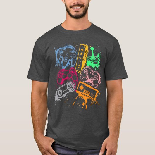 Retro gameconsolecontrollers 80s 90s Arcad T-shirt (Voorkant)
