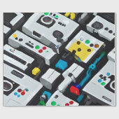 Retro gameconsoles kleurrijk cadeaupapier (Vlak)