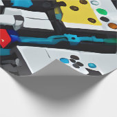 Retro gameconsoles kleurrijk cadeaupapier (Hoek)