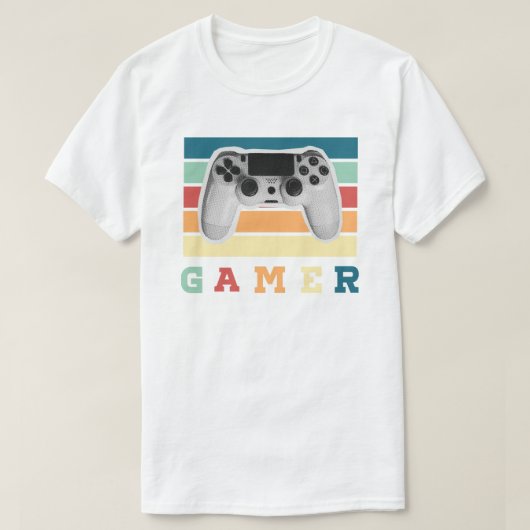 Retro Gamecontroller Vintage Streepdesign T-shirt (Design voorkant)