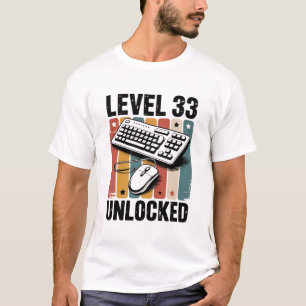 Retro gamen 33e verjaardag Niveau 33 vrijgespeeld T-shirt