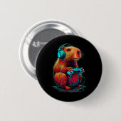 Retro gamen Capyra Grappige videogamer knaagdier A Ronde Button 5,7 Cm (Voorkant /achterkant)