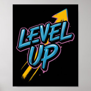 Retro gamen, level omhoog jongens meisjes mannen v poster