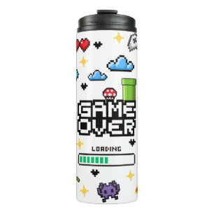Retro gamen video thermofles met drinkbeker thermosbeker