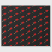Retro Gamer 8-bits hart en pijl Cadeaupapier (Vlak)