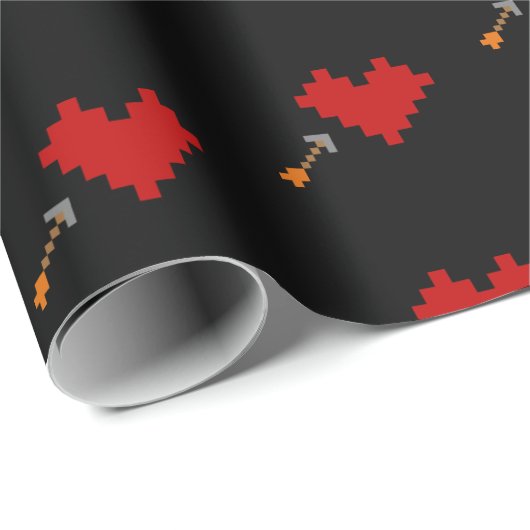 Retro Gamer 8-bits hart en pijl Cadeaupapier (Rol Hoek)