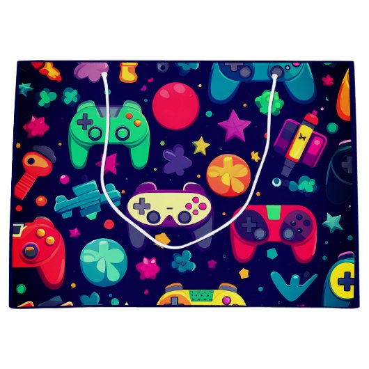 Retro Gamer Arcade Verjaardag Groot Cadeauzakje (Voorkant)