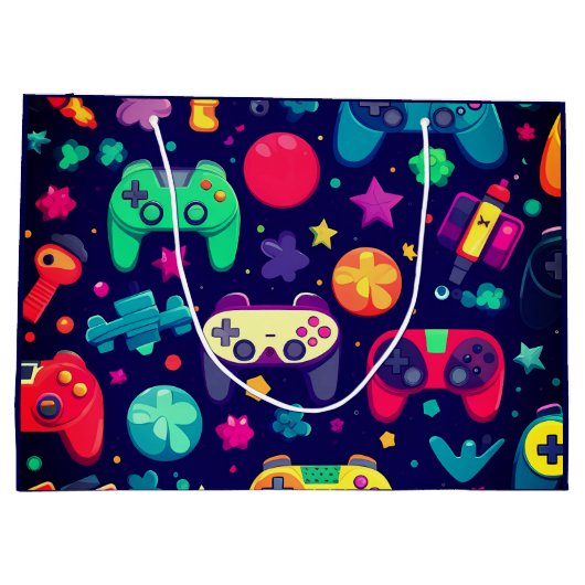 Retro Gamer Arcade Verjaardag Groot Cadeauzakje (Achterkant)