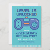 Retro Gamer Boy Blauwgroen Blue Video Games Birthd Kaart (Voorkant)